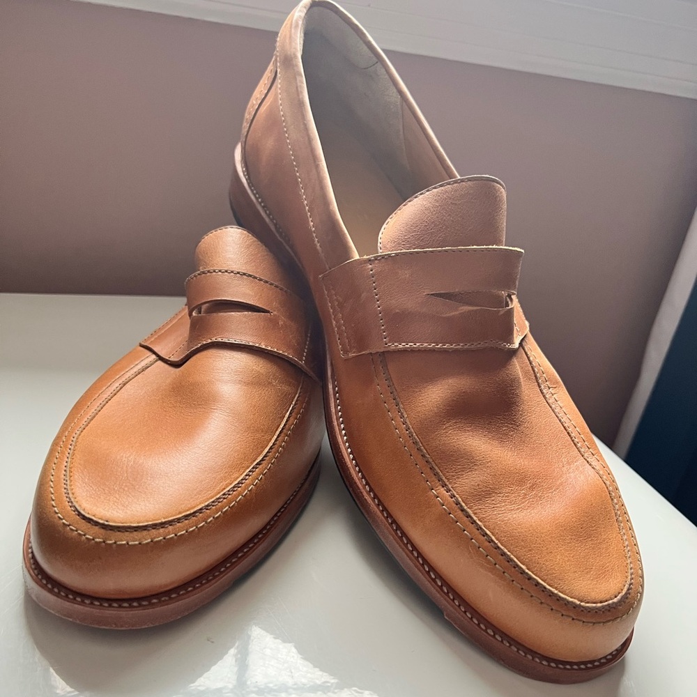 Adelante Luca Chestnut Tan‎ Leather Penny Loafers Size 16D